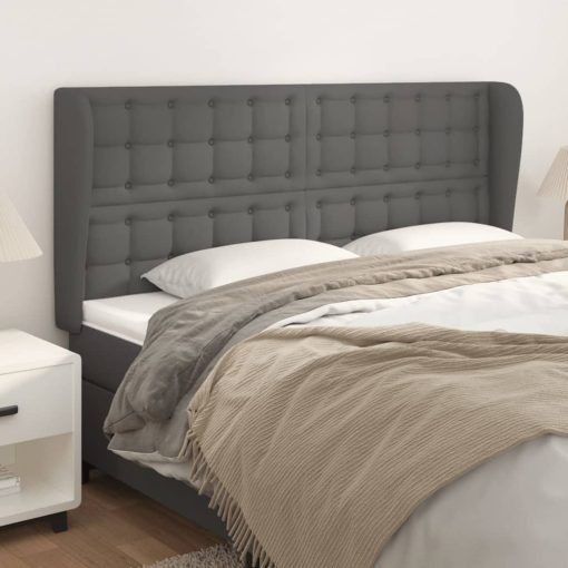 Testiera Ad Orecchio Grigio 183x23x118/128cm In Similpelle