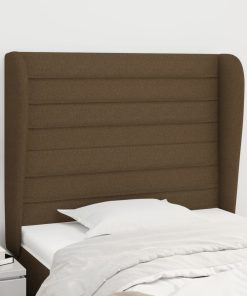 Testiera Ad Orecchio Marrone Scuro 103x23x118/128 Cm In Tessuto