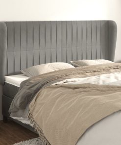 Testiera Ad Orecchio Grigio Chiaro 203x23x118/128 Cm In Velluto