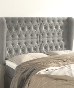 Testiera Ad Orecchio Grigio Chiaro 147x23x118/128 Cm In Velluto