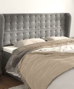 Testiera Ad Orecchio Grigio Chiaro 203x23x118/128 Cm In Velluto