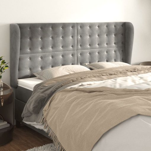 Testiera Ad Orecchio Grigio Chiaro 203x23x118/128 Cm In Velluto