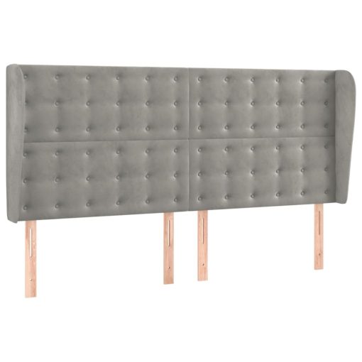 Testiera Ad Orecchio Grigio Chiaro 203x23x118/128 Cm In Velluto - Image 2