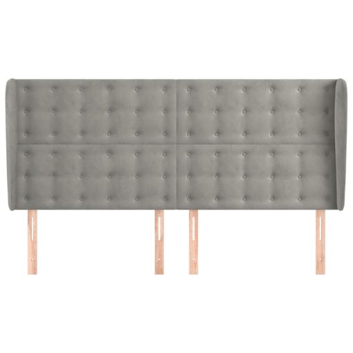 Testiera Ad Orecchio Grigio Chiaro 203x23x118/128 Cm In Velluto - Image 3