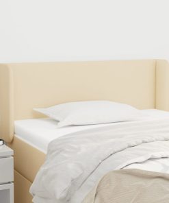 Testiera Ad Orecchio Crema 93x16x78/88 Cm In Tessuto