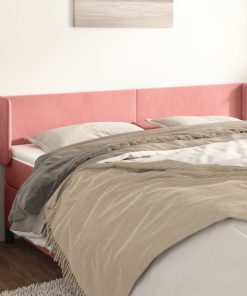 Testiera Ad Orecchio Rosa 163x16x78/88 Cm In Velluto