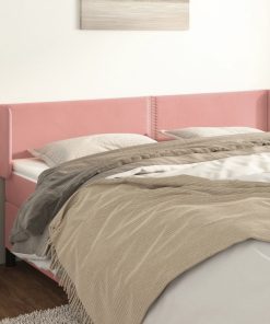 Testiera Ad Orecchio Rosa 163x16x78/88 Cm In Velluto