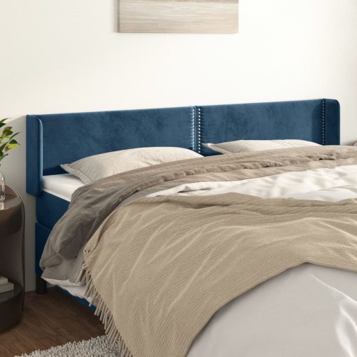 Testiera Ad Orecchio Blu Scuro 203x16x78/88 Cm In Velluto