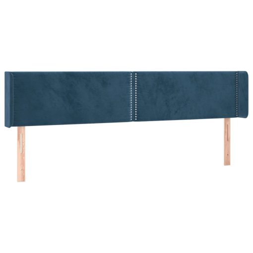 Testiera Ad Orecchio Blu Scuro 203x16x78/88 Cm In Velluto - Image 2