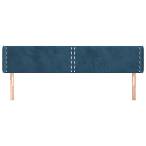 Testiera Ad Orecchio Blu Scuro 203x16x78/88 Cm In Velluto - Image 3