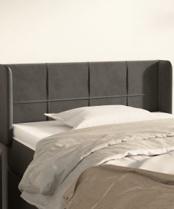 Testiera Ad Orecchio Grigio Scuro 93x16x78/88 Cm In Velluto
