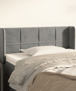 Testiera Ad Orecchio Grigio Chiaro 103x16x78/88 Cm In Velluto