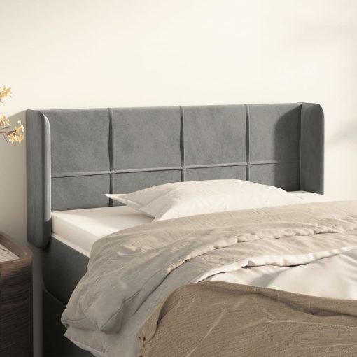 Testiera Ad Orecchio Grigio Chiaro 103x16x78/88 Cm In Velluto