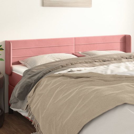 Testiera Ad Orecchio Rosa 203x16x78/88 Cm In Velluto