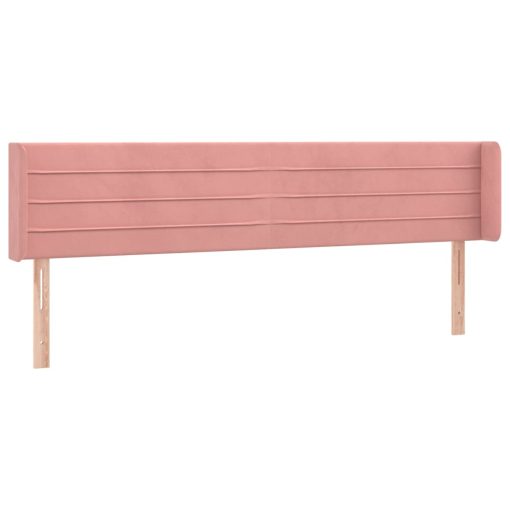 Testiera Ad Orecchio Rosa 203x16x78/88 Cm In Velluto - Image 2