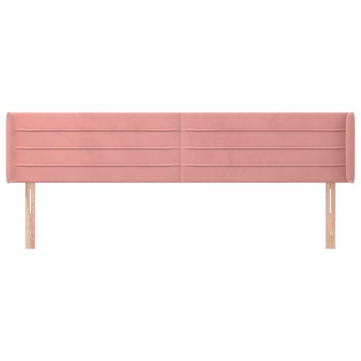 Testiera Ad Orecchio Rosa 203x16x78/88 Cm In Velluto - Image 3