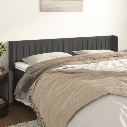 Testiera Ad Orecchio Grigio Scuro 163x16x78/88 Cm In Velluto