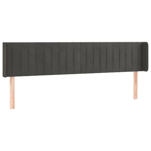 Testiera Ad Orecchio Grigio Scuro 163x16x78/88 Cm In Velluto - Image 2