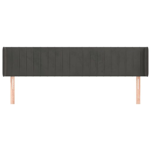 Testiera Ad Orecchio Grigio Scuro 163x16x78/88 Cm In Velluto - Image 3