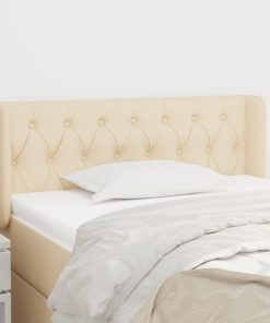 Testiera Ad Orecchio Crema 93x16x78/88 Cm In Tessuto