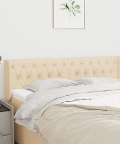 Testiera Ad Orecchio Crema 147x16x78/88 Cm In Tessuto