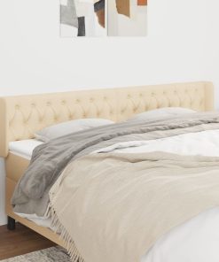 Testiera Ad Orecchio Crema 203x16x78/88 Cm In Tessuto