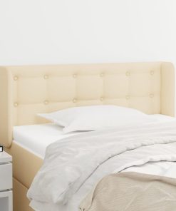 Testiera Ad Orecchio Crema 83x16x78/88 Cm In Tessuto