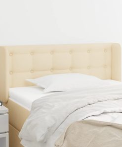 Testiera Ad Orecchio Crema 93x16x78/88 Cm In Tessuto