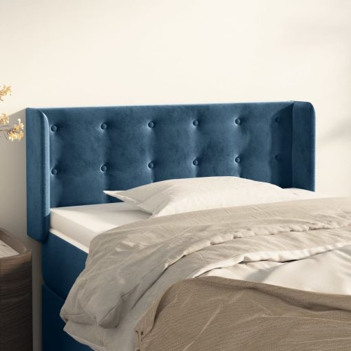 Testiera Ad Orecchio Blu Scuro 103x16x78/88 Cm In Velluto