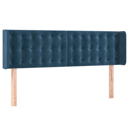 Testiera Ad Orecchio Blu Scuro 147x16x78/88 Cm In Velluto - Image 2