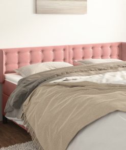 Testiera Ad Orecchio Rosa 183x16x78/88 Cm In Velluto