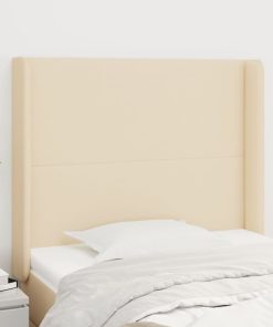 Testiera Ad Orecchio Crema 83x16x118/128 Cm In Tessuto