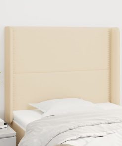 Testiera Ad Orecchio Crema 93x16x118/128 Cm In Tessuto