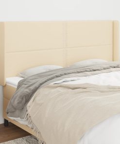 Testiera Ad Orecchio Crema 203x23x118/128 Cm In Tessuto
