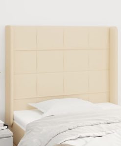 Testiera Ad Orecchio Crema 93x16x118/128 Cm In Tessuto