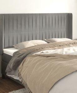 Testiera Ad Orecchio Grigio Chiaro 183x16x118/128 Cm In Velluto