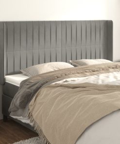 Testiera Ad Orecchio Grigio Chiaro 203x16x118/128 Cm In Velluto
