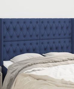 Testiera Ad Orecchio Blu 147x16x118/128 Cm In Tessuto