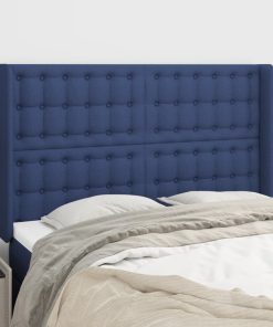 Testiera Ad Orecchio Blu 147x16x118/128 Cm In Tessuto