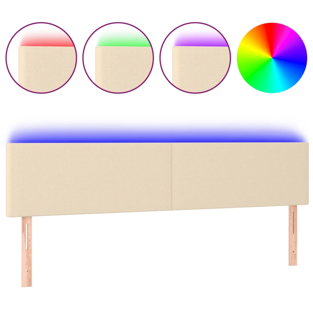 Testiera A Led Crema 200x5x78/88 Cm In Tessuto - Image 2