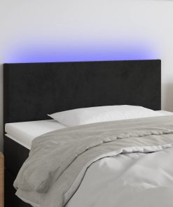 Testiera A Led Nera 80x5x78/88 Cm In Velluto