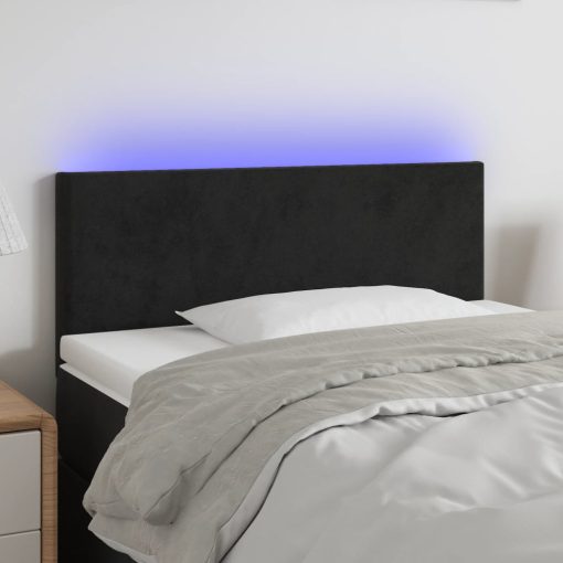 Testiera A Led Nera 80x5x78/88 Cm In Velluto