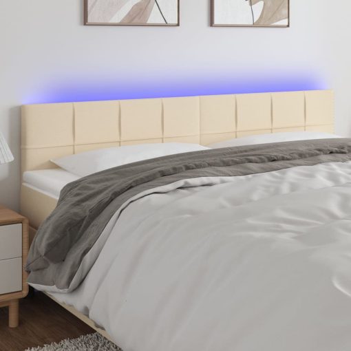 Testiera A Led Crema 180x5x78/88 Cm In Tessuto