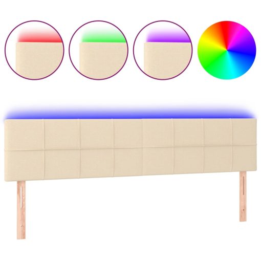 Testiera A Led Crema 180x5x78/88 Cm In Tessuto - Image 2