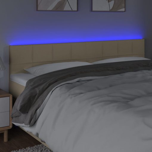 Testiera A Led Crema 180x5x78/88 Cm In Tessuto - Image 3