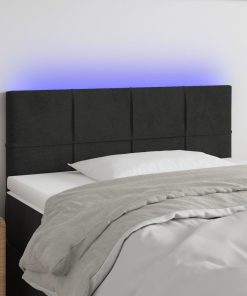Testiera A Led Nera 80x5x78/88 Cm In Velluto