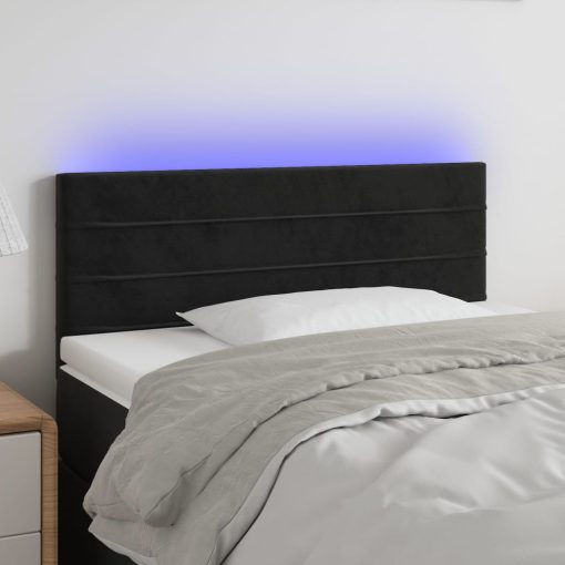 Testiera A Led Nera 80x5x78/88 Cm In Velluto