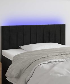 Testiera A Led Nera 80x5x78/88 Cm In Velluto