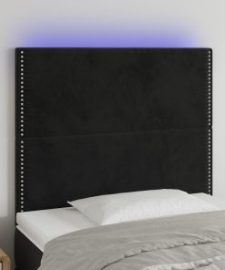 Testiera A Led Nera 80x5x118/128 Cm In Velluto