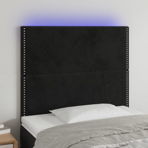 Testiera A Led Nera 80x5x118/128 Cm In Velluto